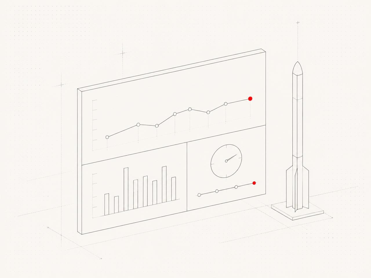 Rocket-Launch-Illustration für den Website-Launch mit Monitoring