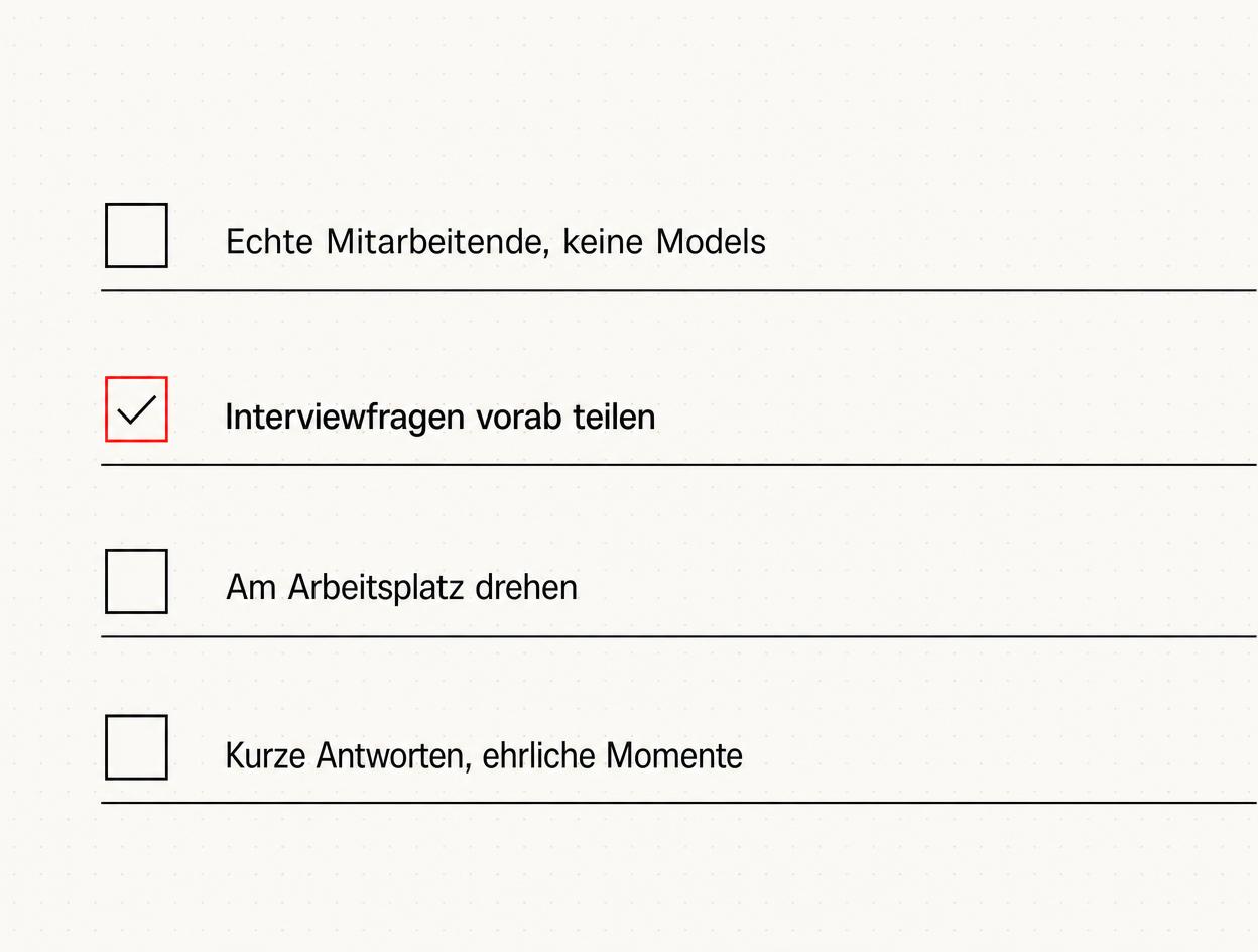 Checkliste mit vier Grundregeln für authentische Recruiting-Videos