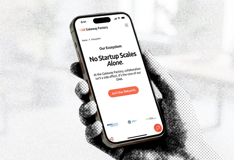 Mobile Ansicht der Gateway Factory Website