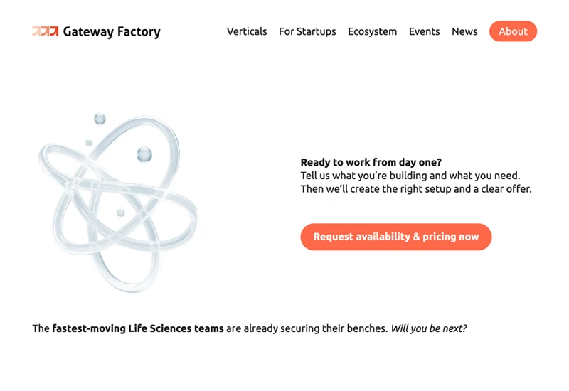 Gateway Factory Website auf einem Tablet