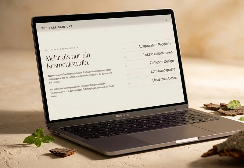 Behandlungsübersicht auf der Website von The Bare Skin Lab