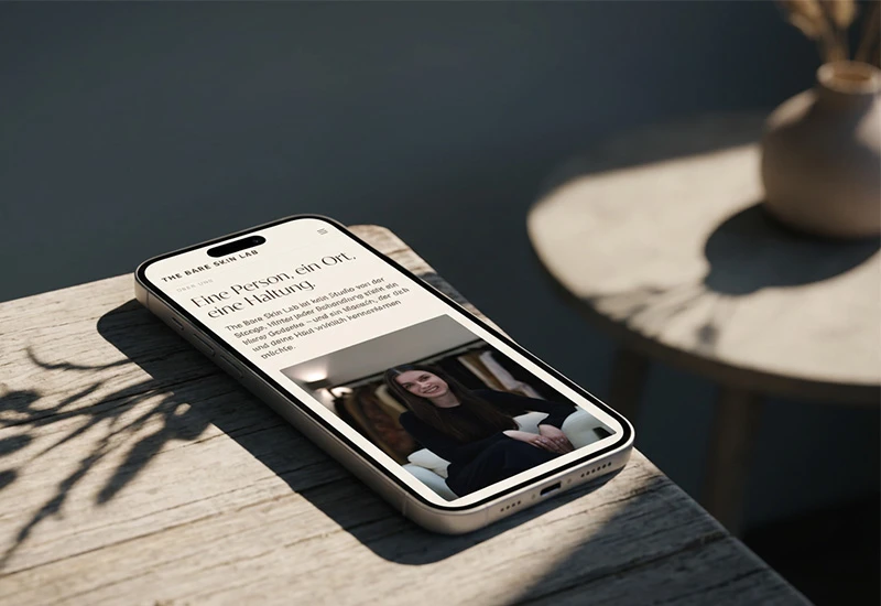 The Bare Skin Lab Website auf einem Smartphone