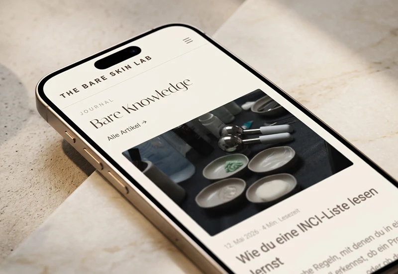 Mobile Behandlungsseite von The Bare Skin Lab