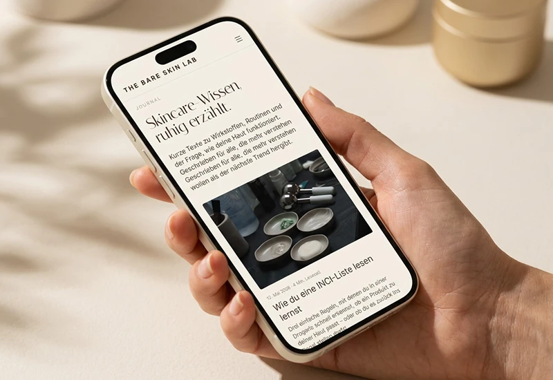 Mobile Website von The Bare Skin Lab